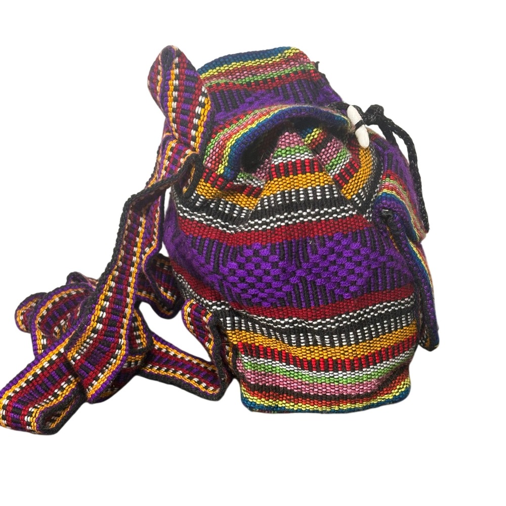 Pinzon Mini Backpack Unisex Small Multicolor Excellent Woven Boho Rucksack - Picture 2 of 9